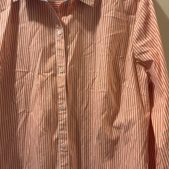 J. McLaughlin Striped Button-Up Shirt with Blue Accents women’s XL- cotton blend - Picture 4 of 7